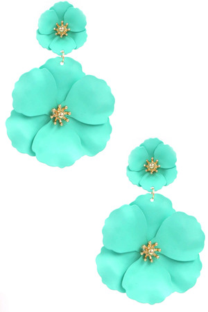 Painted Matte Flower Drop Earrings