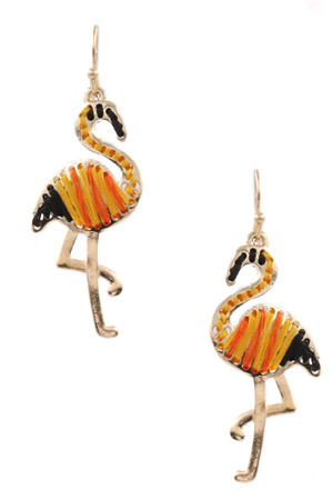 Metal Flamingo Drop Earrings