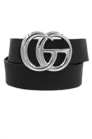 Metal Buckle Faux Leather Belt