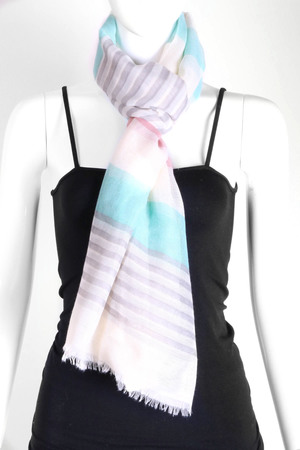 Woven Stripe Fring Oblong Scarf