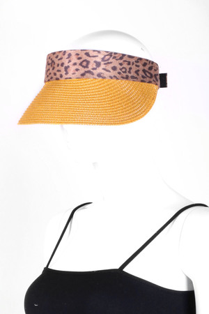 Animal Print Visor Straw Hat
