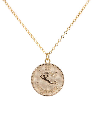 Gold-Dipped Brass Zodiac Coin Charm Necklace