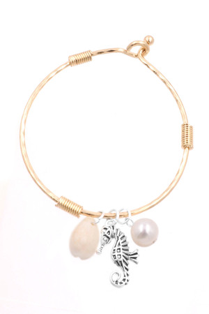 Shell Charm Bangle Bracelet