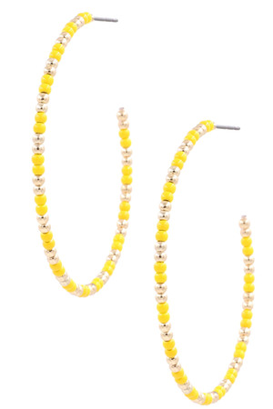 Beaded Brass Hoop Earrings