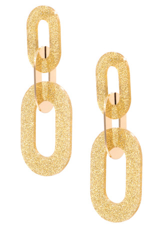 Linked Glitter Oval Drop Earrings