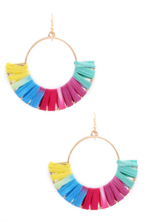 Raffia Hoop Drop Earrings