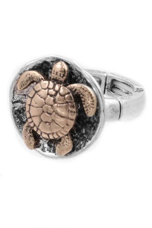 Metal Turtle Disc Ring