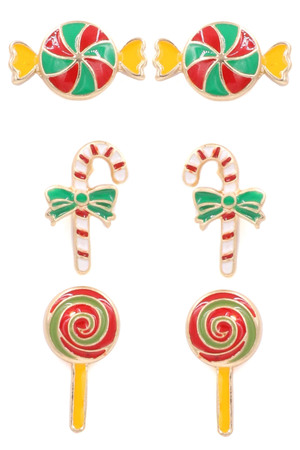 Enamel Christmas Earring Set