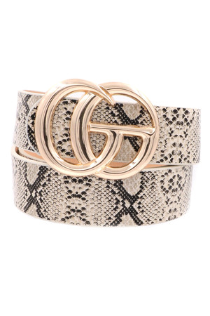 Snake Print Metal Ring Belt