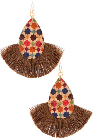 Teardrop Cotton Fringe Earrings