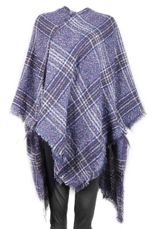 Knit Plaid Poncho