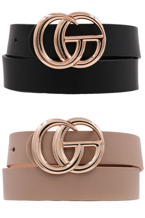 Metal Buckle Faux Leather Belt