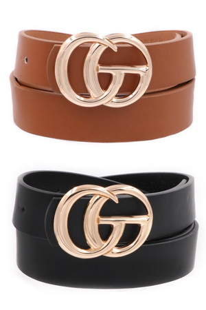 Metal Buckle Faux Leather Belt