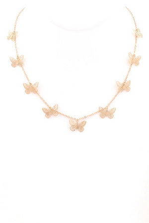 Brass Butterfly Charm Necklace