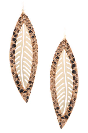 Snake Print Leaf Earrings