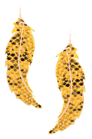 Snake Print Feather Earrings