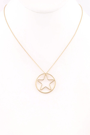 Brass Star Ring Necklace