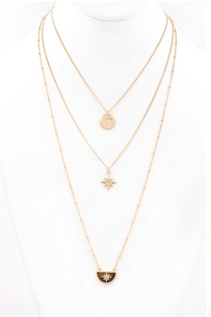 Metal Layered Star Charm Necklace