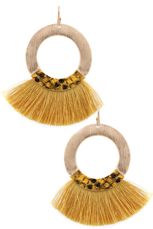 Cotton Tassel Ring Earrings