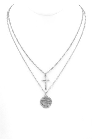 Coin Cross Necklace Set