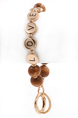 Wood Bead Bracelet Keychain