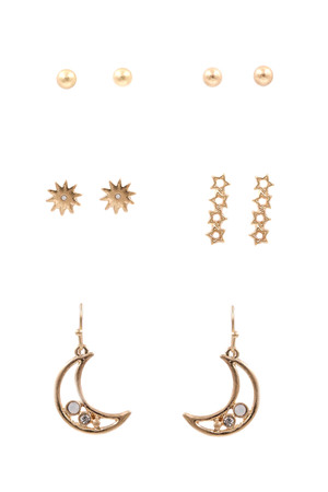Star/Crescent Earrings Set