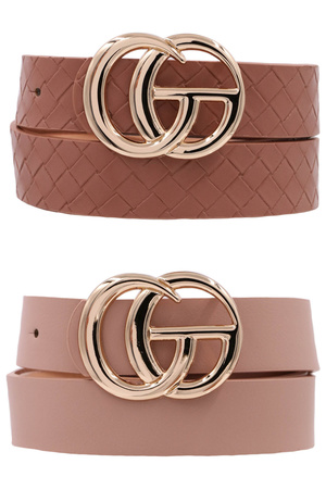 Metal Buckle Faux Leather Belt
