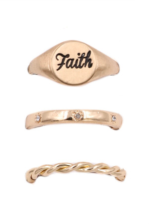 Metal Engraved Ring Set