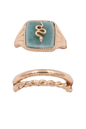 Stone Snake Ring Set