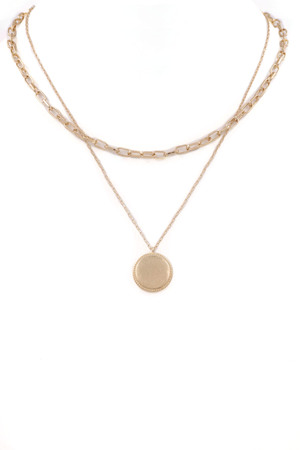 Coin Drop Layered Necklace