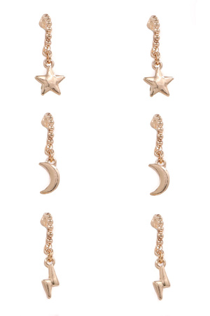 Crescent Star Earrings Set