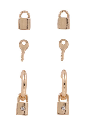 Lock And Key Earrings Set
