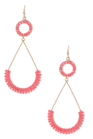 Seed Bead Metal Teardrop Earrings
