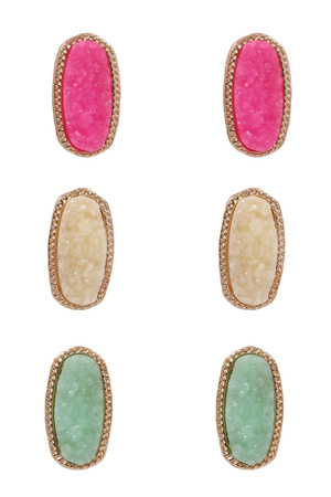 Druzy Stone Earrings Set