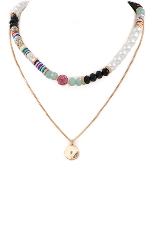 Coin Charm Pearl Necklace