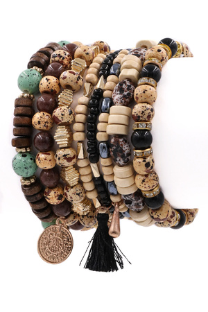 Wood Bead Bracelet Set