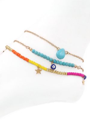Evil Eye Anklet Set