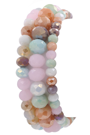 Layered faceted bead stretch bracelet