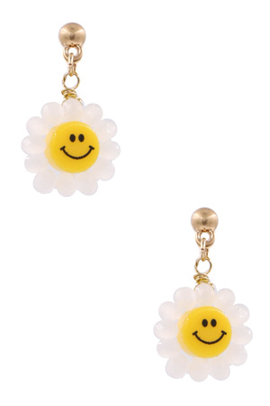 Smiley Face Floral Earrings