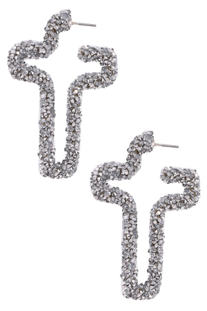 Glass Jewel Cross Earrings