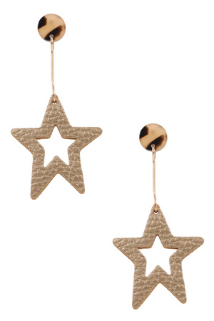 Faux Leather Star Earrings