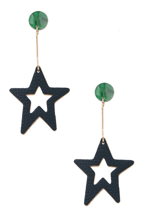 Faux Leather Star Earrings