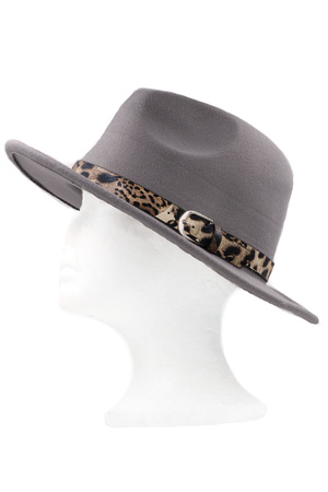 Faux Leather Belt Fedora Hat