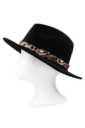 Faux Leather Belt Fedora Hat