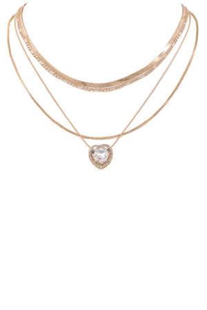 Glass Jewel Heart Necklace