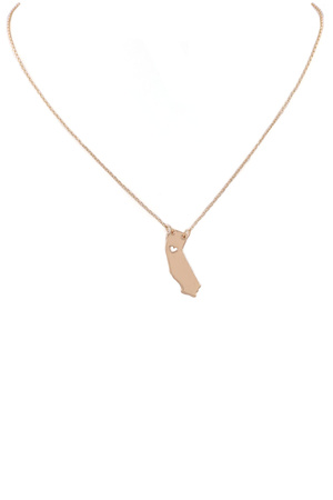 Brass State Charm Necklace