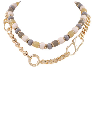 Stone Metal Layered Necklace