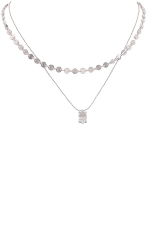 Metal Glass Jewel Necklace