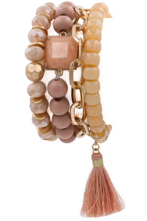 Bead Tassel Bracelet Set