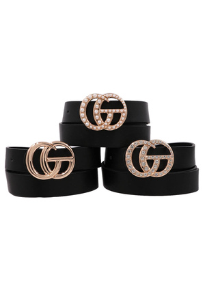 Metal Faux Leather Belt Set